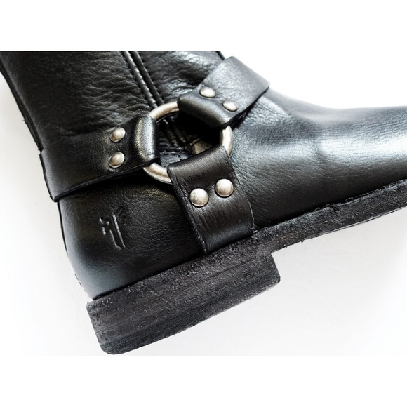 FRYE PHILLIP HARNESS BACK ZIP SHORT Leather Moto - Picture 2 of 8